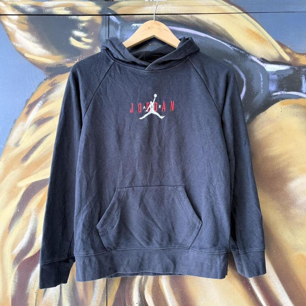 Vintage Air Jordan Hoodie Top Womens Medium Black Jumpman Logo Streetwear NBA Basketball Sweatshirt Essential 90s Y2K