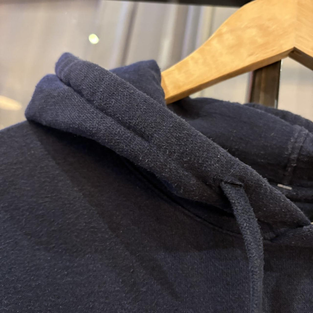 BR1912JI-F - Vintage Retro Essential Navy Patagonia Uprisal Hoody Recycled Cotton Polyester Unisex Sweatshirt Hoodie print logo #recycled #outdoors #essential #patagonia #y2k