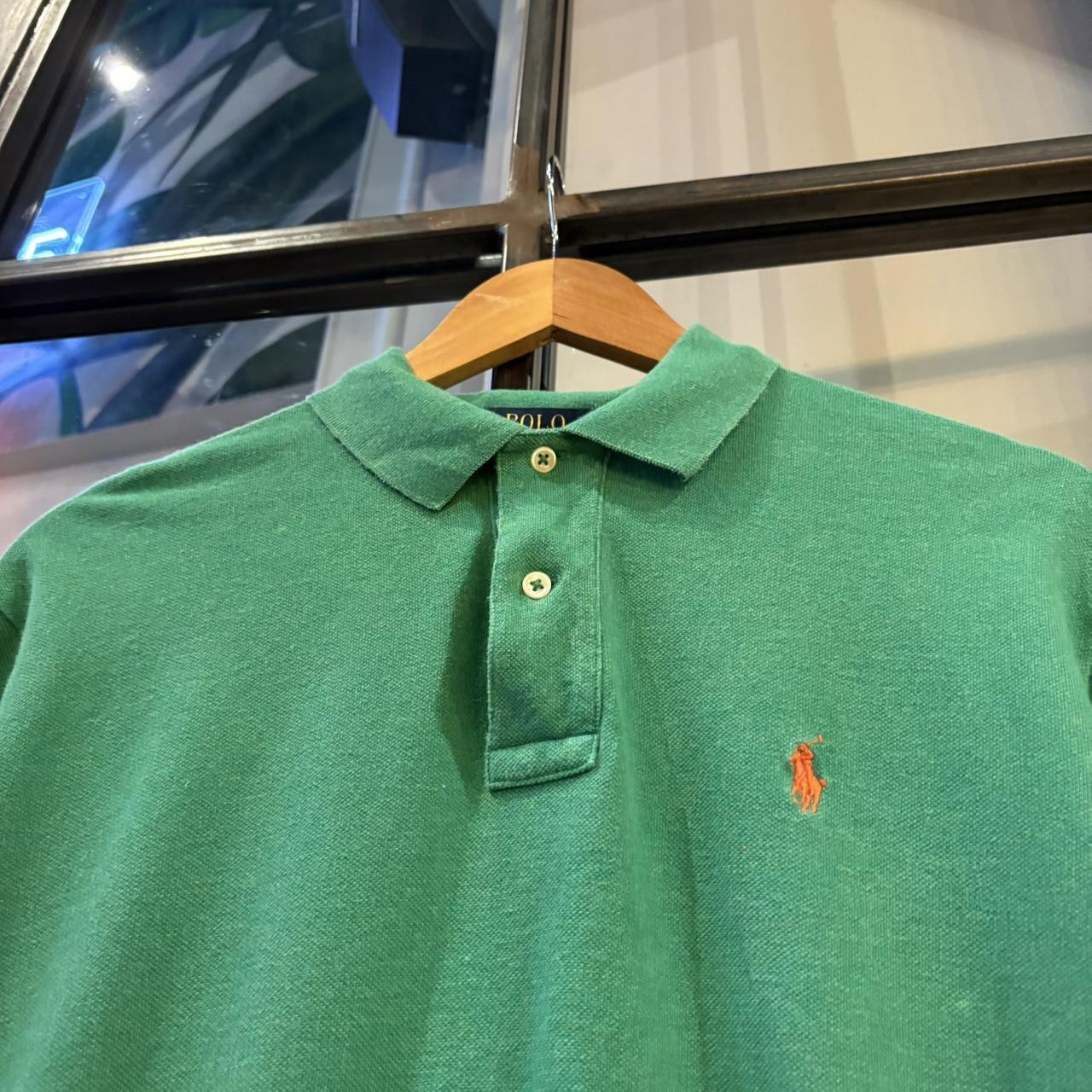 Vintage Retro Ralph Lauren Plain Green Polo Shirt Short Sleeve collared button up top  #Y2K #preppy #chiefkeef #oldmoney #ralphlauren
