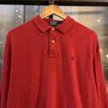 POL585F - Vintage Retro Ralph Lauren Red Polo Shirt Longsleeve collared button up top  #Y2K #preppy #chiefkeef #oldmoney #ralphlauren