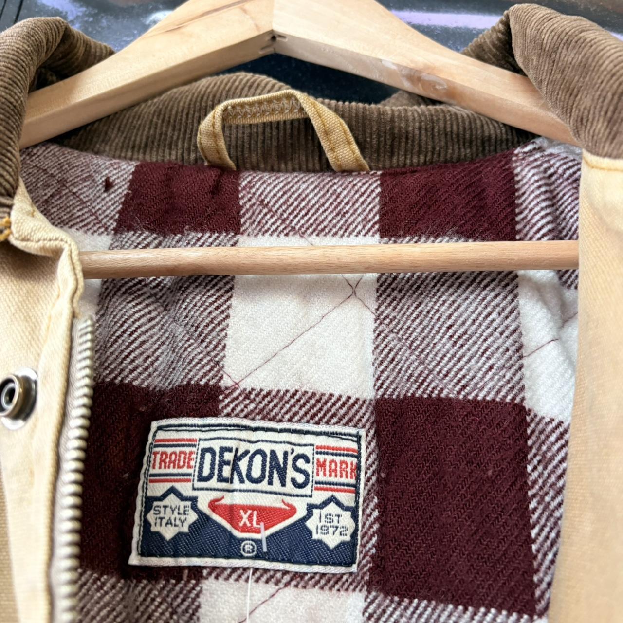 ADN0101CE-U -Vintage Retro Essential Dekons Tan  Button and Full Zip Up Collared Workwear Canvas plaid lined Jacket #workwear #utility #dekons