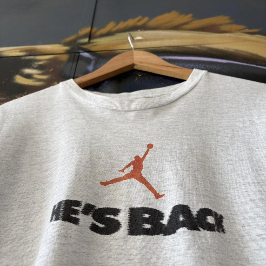 Vintage Nike Jordan T Shirt Tee Mens Small Grey Single Stitch Jumpman Graphic Print Logo NBA 90s Y2K