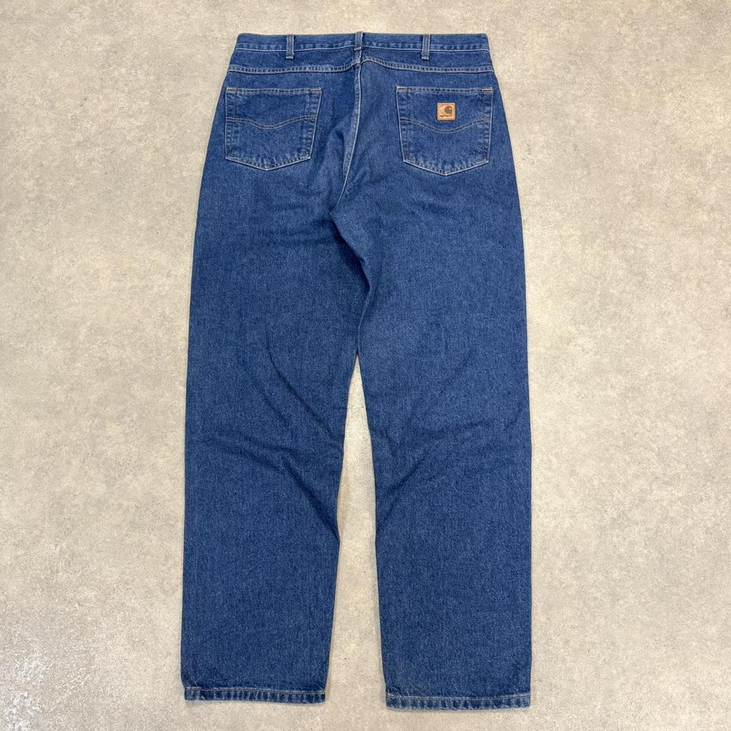 BR1912UK-U - Vintage retro essential Carhartt Straight Leg Relaxed Blue Wash Denim Jeans Trousers pants #denim #skater #jeans #carhartt #straightleg