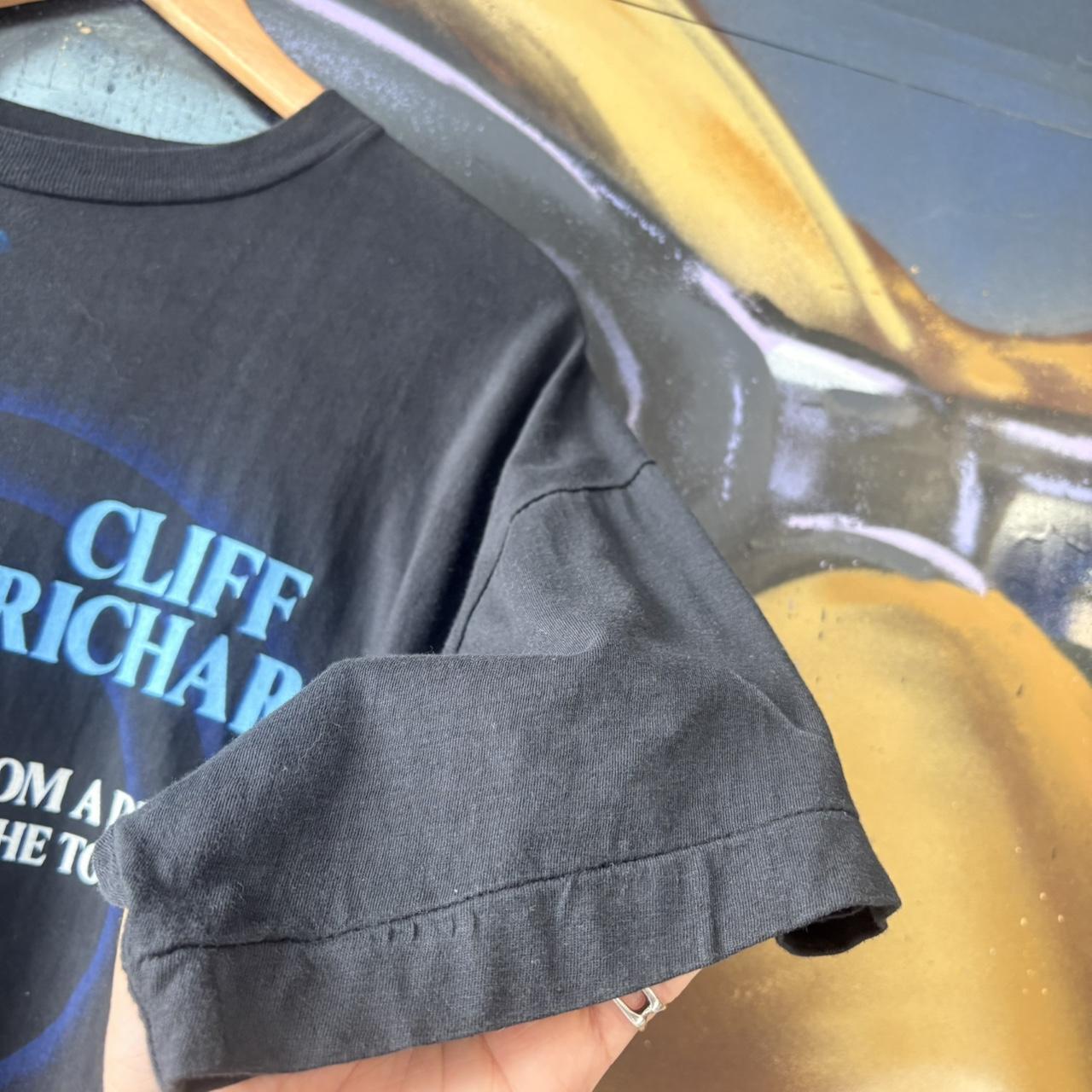 MES2710Q-U - Vintage Retro Essential Cliff Richards From a Distance 1990-91 Music Concert Tour Birmingham, Aberdeen, London Black Single Stitch Graphic Print Top Tee T-shirt #90s #concert #cliffrichards #london #tour