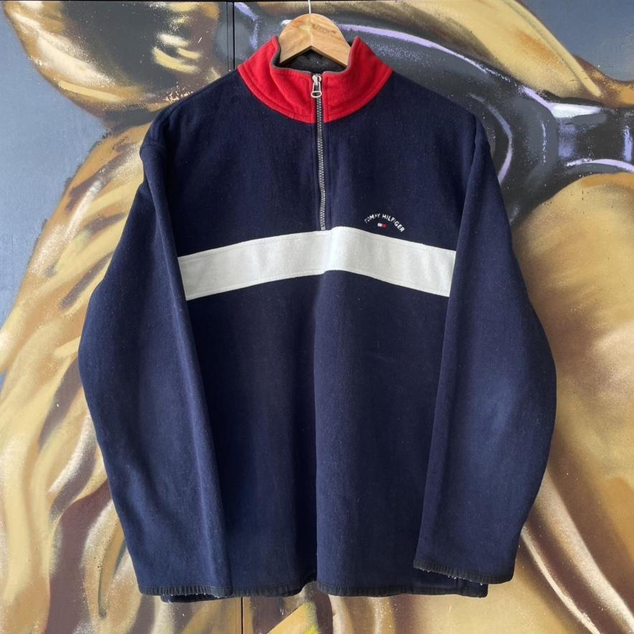 Tommy Hilfiger Chest Stripe Fleece Quarter Zip Sweatshirt