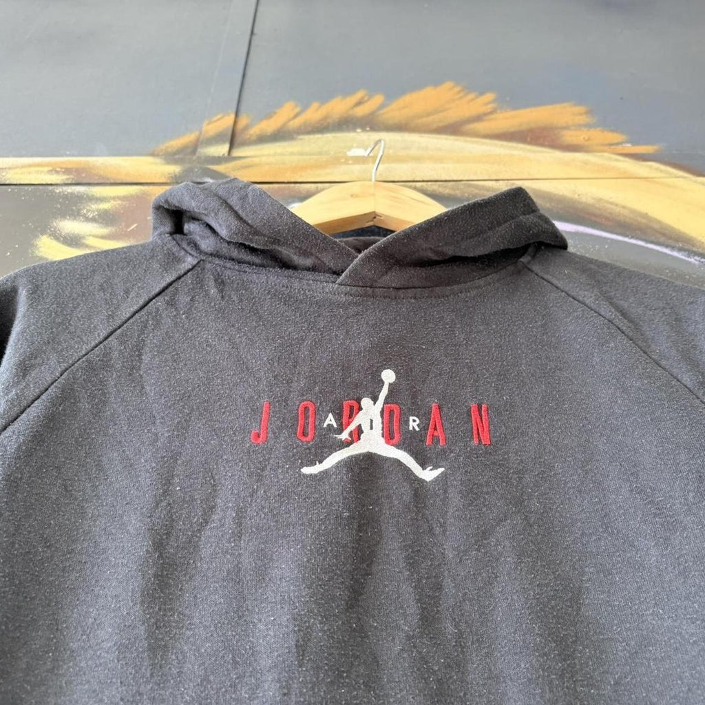 Vintage Air Jordan Hoodie Top Womens Medium Black Jumpman Logo Streetwear NBA Basketball Sweatshirt Essential 90s Y2K