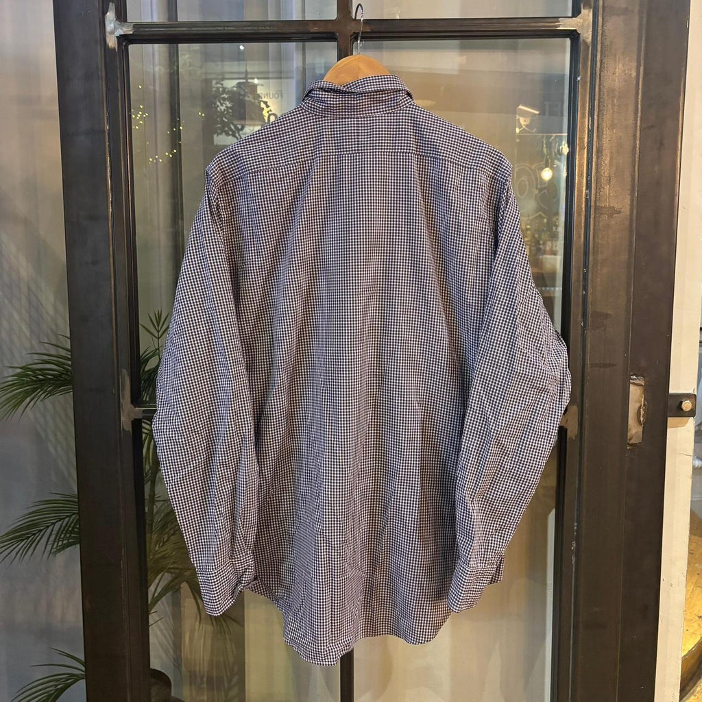 RLS254F - Vintage Ralph Lauren Navy Check Longsleeve collared button up polo shirt top #Y2K #preppy #chiefkeef #smartcasual #oldmoney