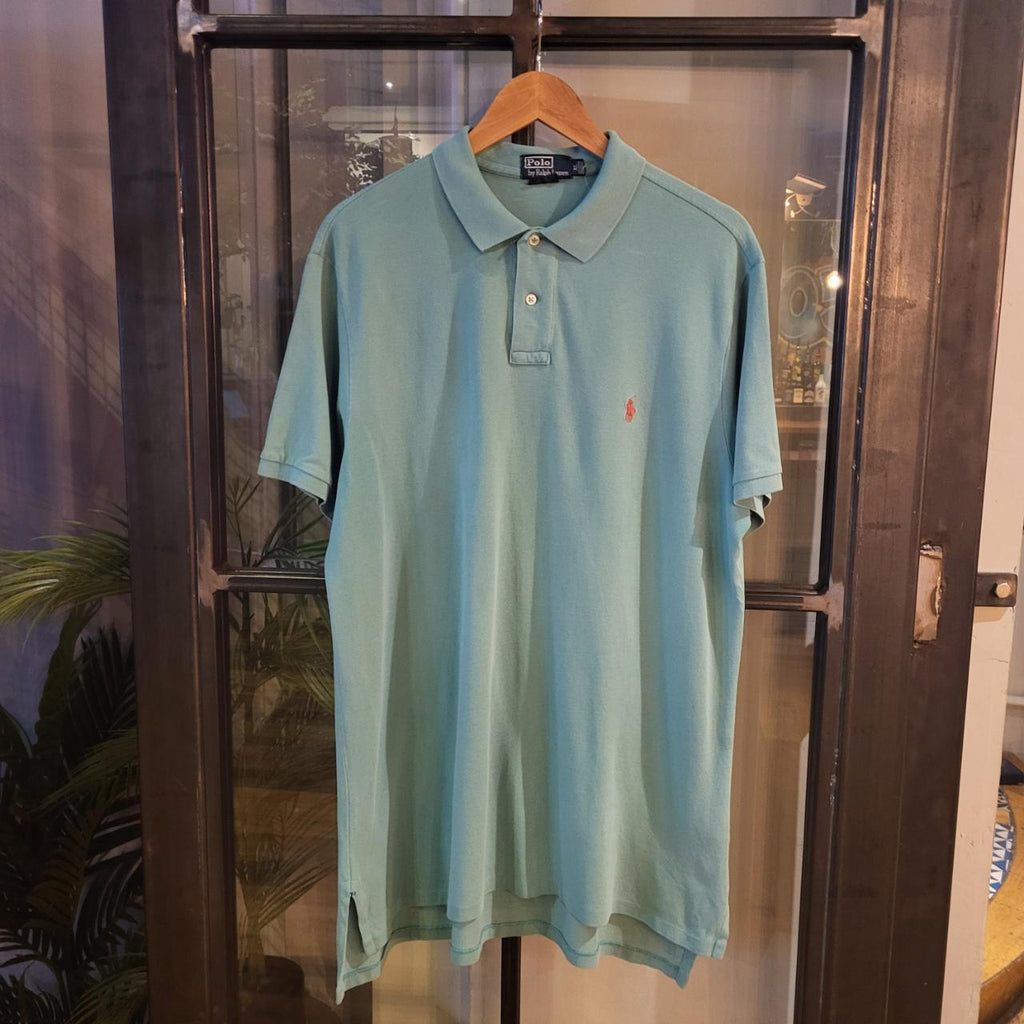 POL129P - Vintage Ralph Lauren pastel blue Polo Shirt Short Sleeve collared button up top #Y2K #preppy #chiefkeef #golf #oldmoney
