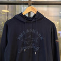 SWT590F - Vintage Retro Essential Navy Paul Shark Sweatshirt Hoodie with big spellout print logo #90s #sportswear #essential #paulshark #y2k