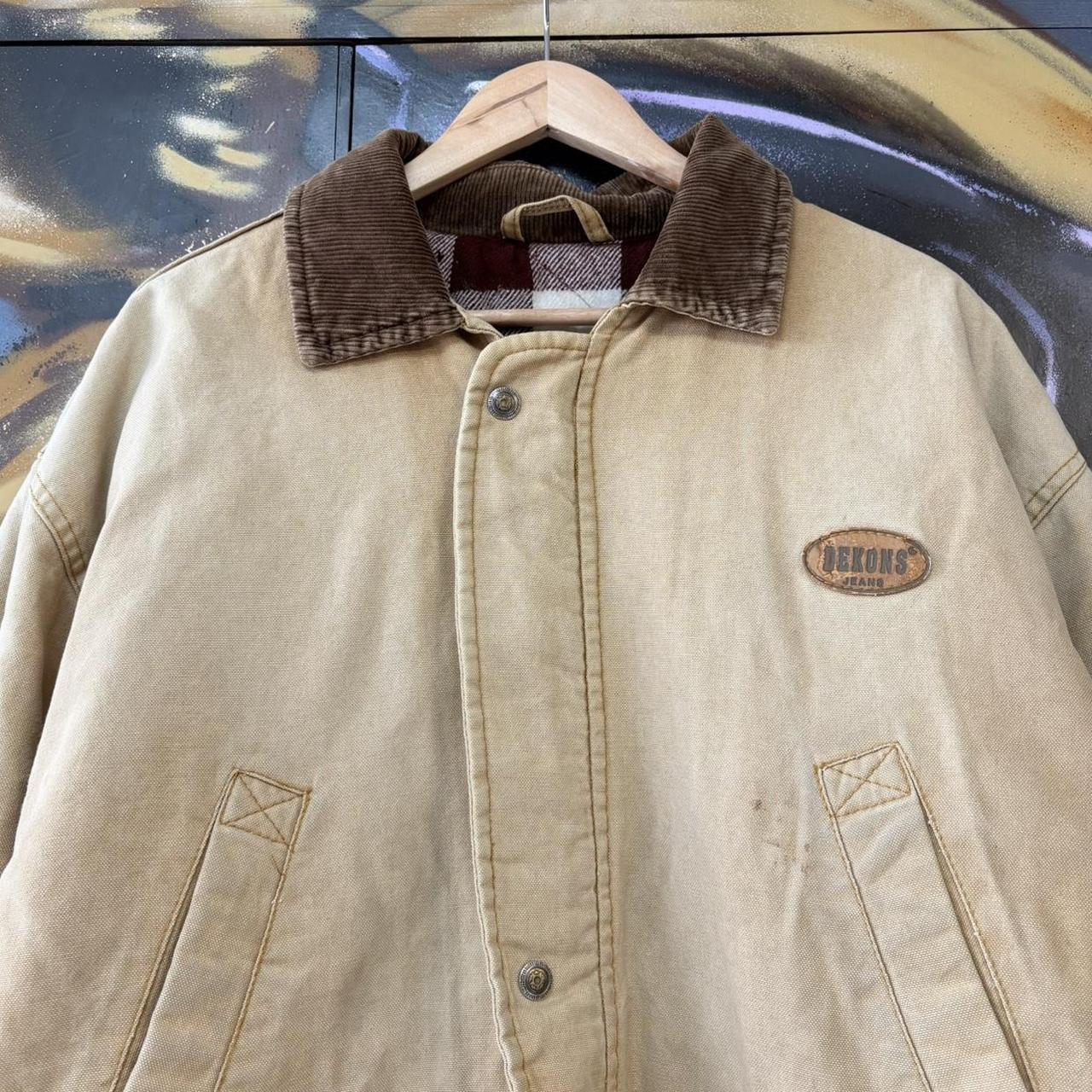 ADN0101CE-U -Vintage Retro Essential Dekons Tan  Button and Full Zip Up Collared Workwear Canvas plaid lined Jacket #workwear #utility #dekons