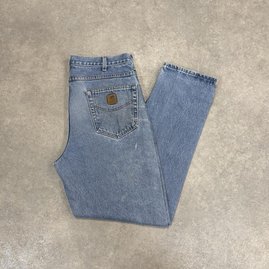Vintage Light Blue Wash Carhartt Jeans Mens 36” Relaxed Denim Trousers Skate Western Vintage Y2K 90s