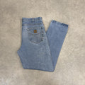 Vintage Light Blue Wash Carhartt Jeans Mens 36” Relaxed Denim Trousers Skate Western Vintage Y2K 90s