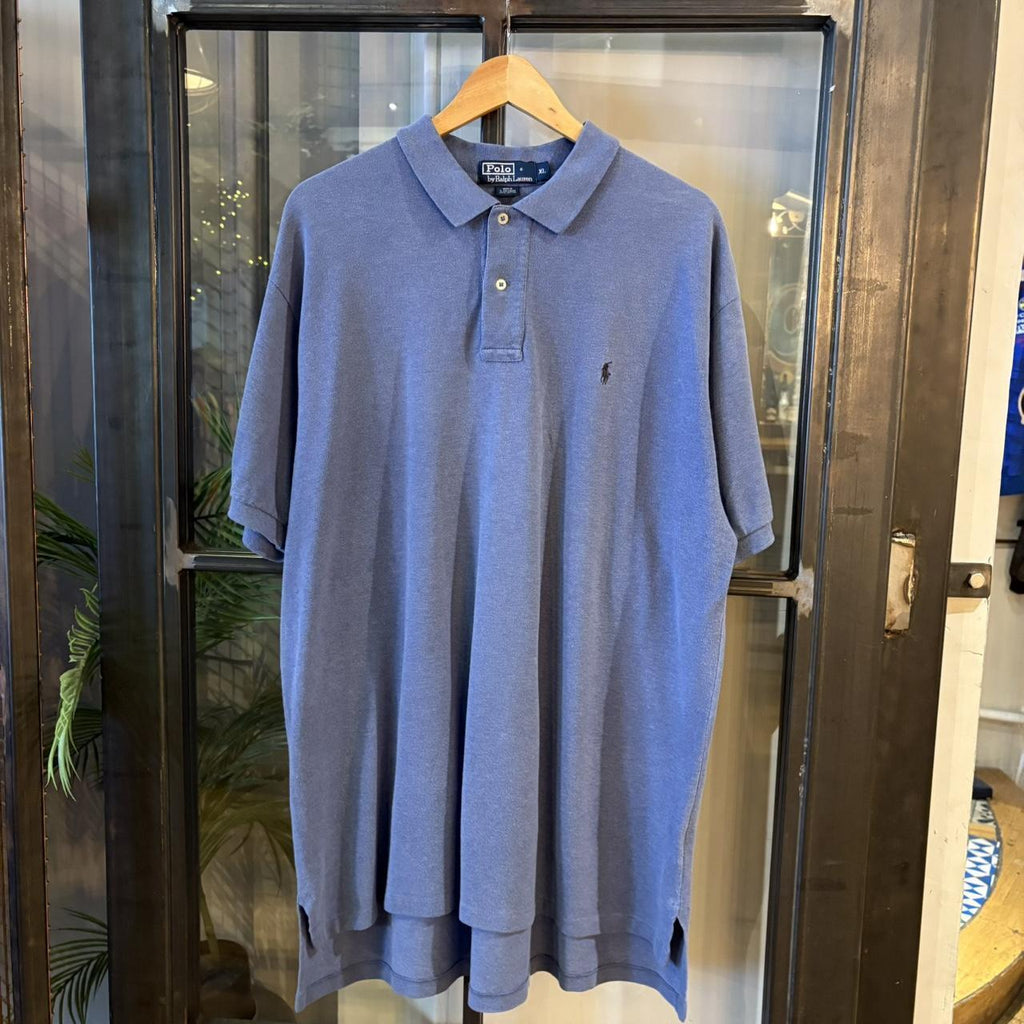 POL554F - Vintage Retro Ralph Lauren Plain Lavender Polo Shirt Short Sleeve collared button up top  #Y2K #preppy #chiefkeef #oldmoney #ralphlauren