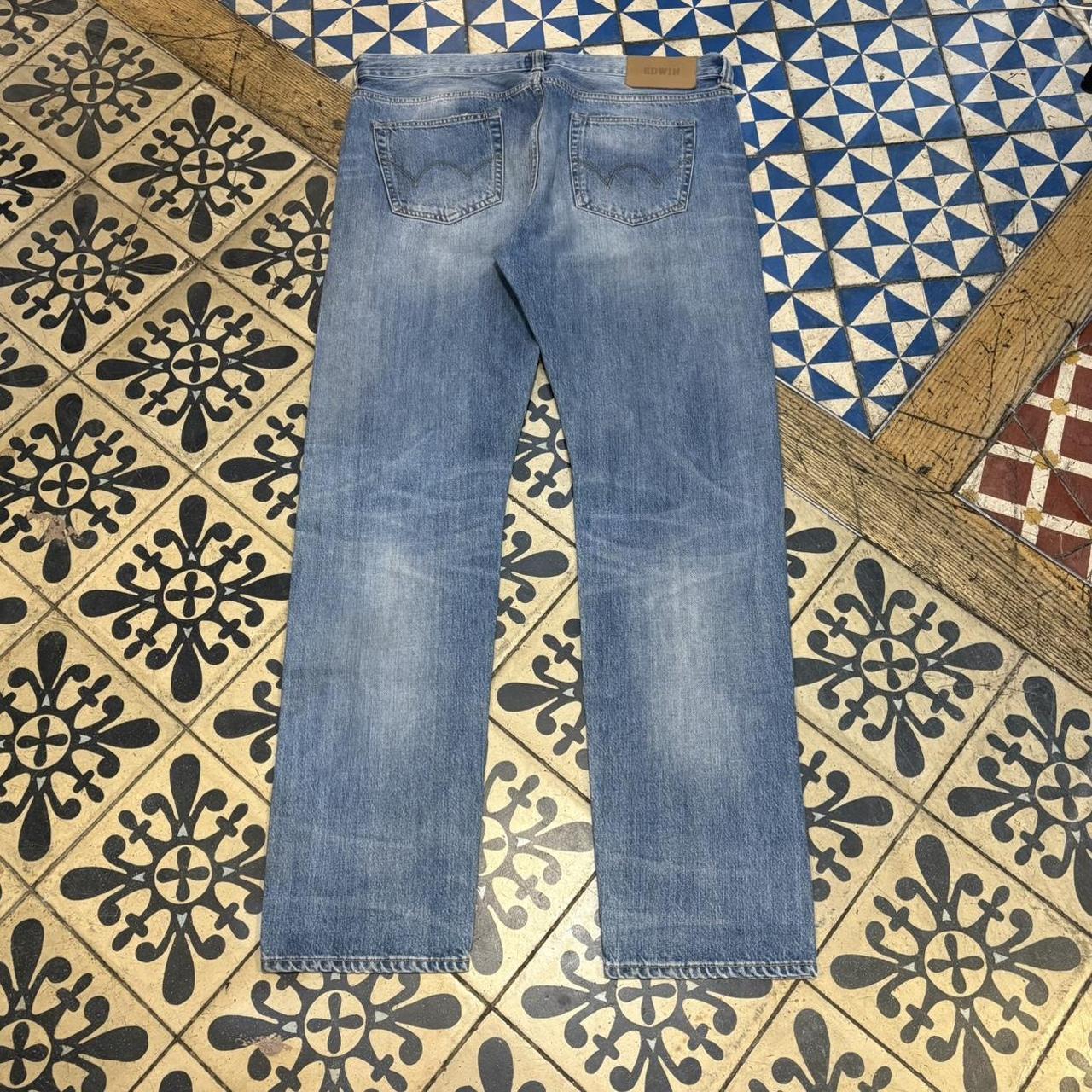 TRW534F - Vintage retro essential Edwin ED-80 Slim Tapered Contrast Two Tone Blue Wash Japanese Denim Jeans Trousers pants #denim #edwin #japanesedenim #slim #tapered