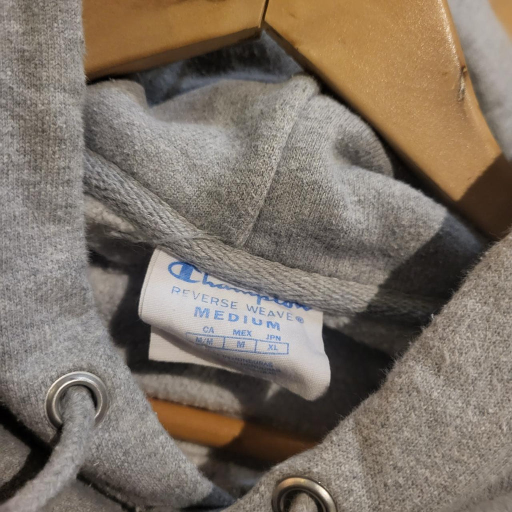 SWT357P - Vintage Retro Essential Champion Light Grey sweatshirt hoodie with  iconic embroidered chest logo #hoodie #casual #y2k #champion #reverseweave