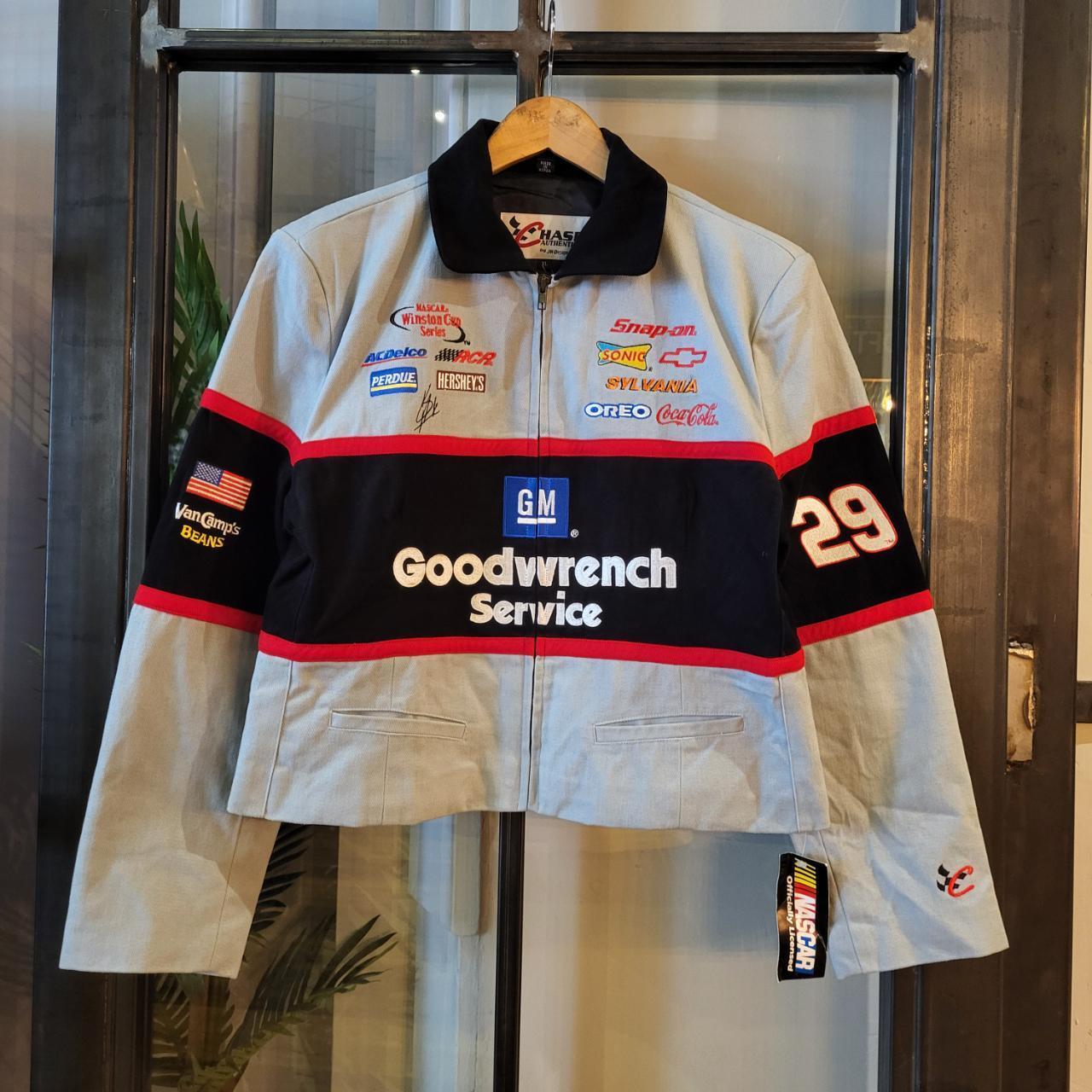 Deadstock Brand New With Tags Vintage Retro Chase Authentics NASCAR Goodwrench Services Hersheys Coca Cola Oreo Sponsorships Full Zip Up blanket padded lined Canvas Racing Workwear Jacket Coat workwear Utility with iconic branded patch logos y2k 90s style