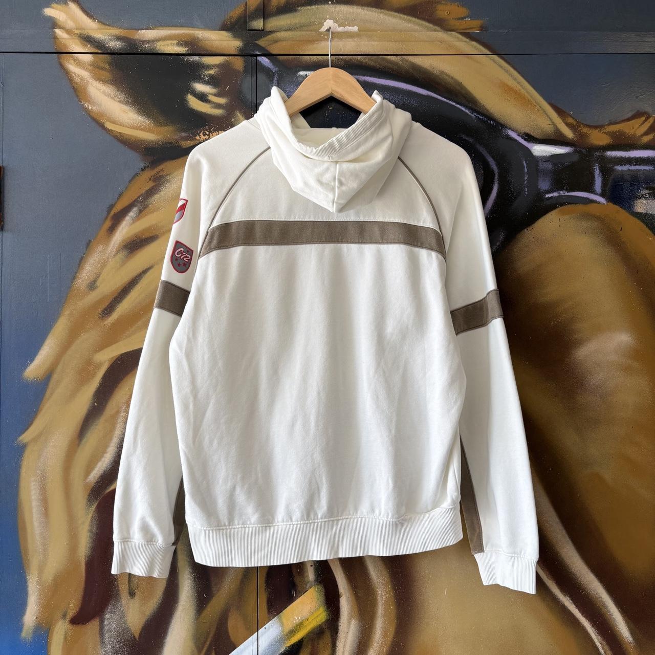 Vintage Nike Cortez Hoodie Mens Small White Solo Swoosh Graffiti Logo Embroidered Pullover Jumper Top 90s Y2K 00s