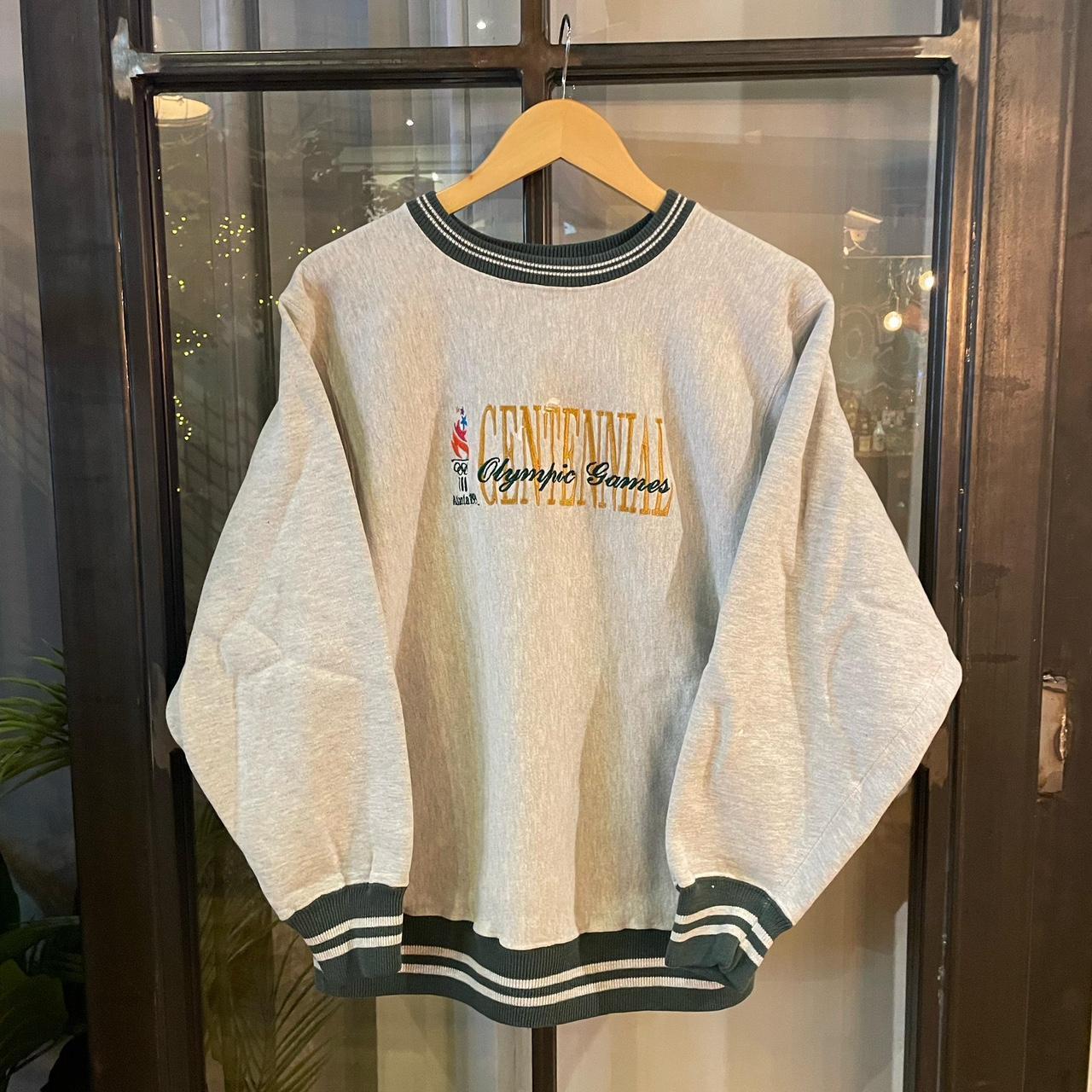 B0425A18BR - Vintage Retro Essential Grey Champion reverse weave Centennial Olympic Games Atlanta 1996 Olympics Crewneck Jumper Sweatshirt with embroidered logo #90s #sportswear #atlanta #olympics #champion