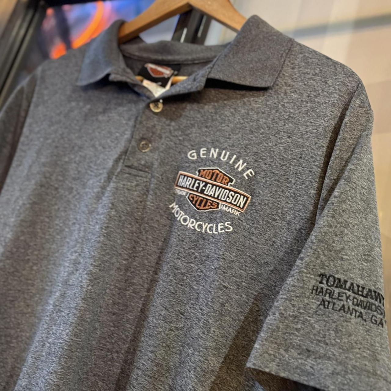 TEE640F -  Vintage Retro Essential Harley Davidson button up collared polo Top with embroidered logos #graphic #motorcycles #biker #harley #harleydavidson