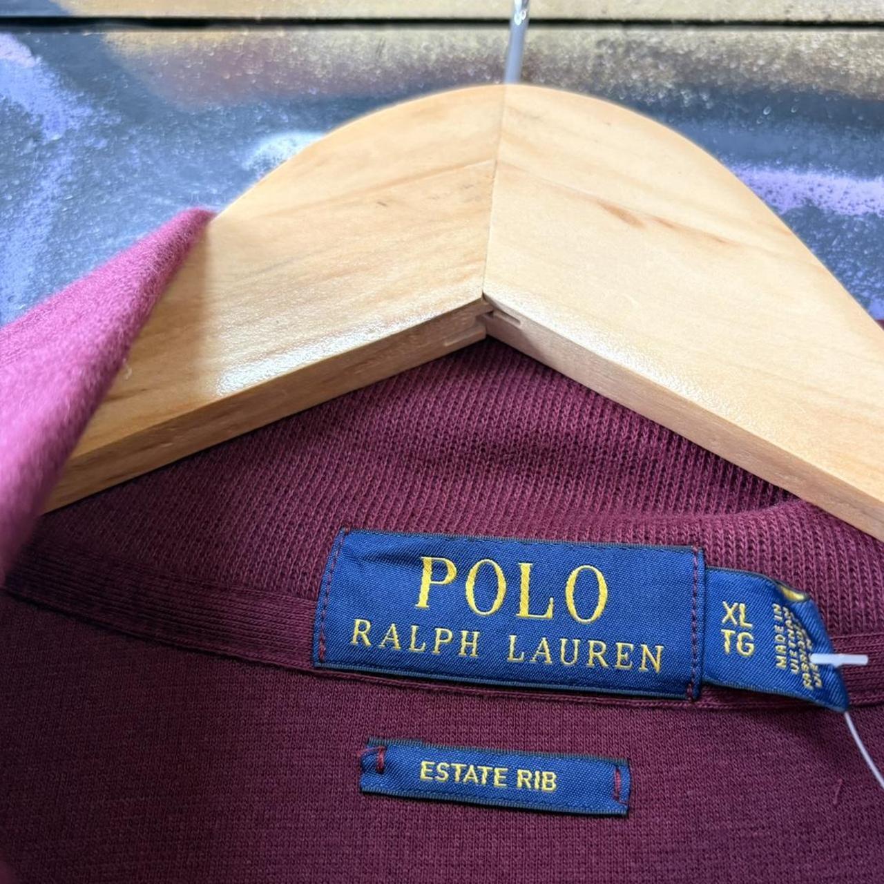 Vintage Red Ralph Lauren Quarter Zip Sweatshirt Jumper Top preppy essential smart casual with coloured spellout embroidered logo pony horse Wine maroon 00s 90s Y2K Cheltenham races horse racing old money estate rib