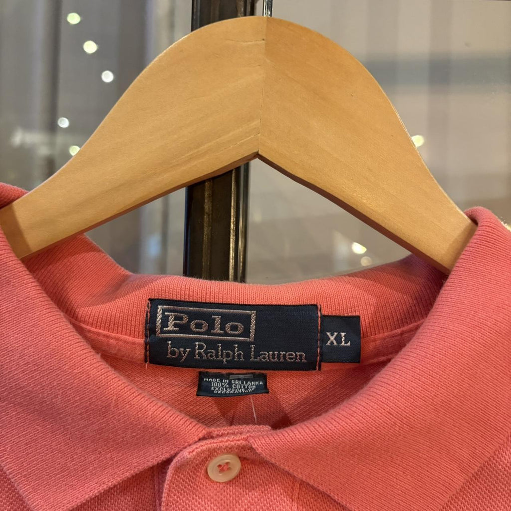 BR1912T-F - Vintage Retro Ralph Lauren Plain Pink Block Polo Shirt Short Sleeve collared button up top  #Y2K #preppy #chiefkeef #oldmoney #ralphlauren