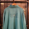 SWT235-P - Vintage Retro Essential adult Nike USA Sports and Fitness Since 1972 Turquiose 1/4 Fleece sweatshirt jumper crewneck with big graphic spellout small chest embroidered 90s y2k style