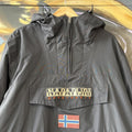 Napapijri Rainforest Jacket Mens XL Black Fleece Lined Quarter Zip Smock Pullover Coat Outdoors Y2K