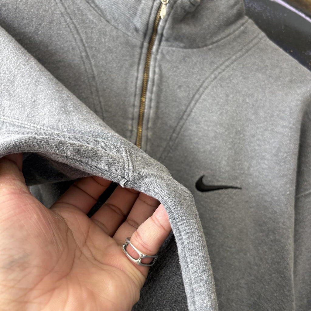 Vintage Nike Sweatshirt Mens Large Grey Solo Swoosh 1/4 Zip Pullover Jumper Top 90s Y2K 00s