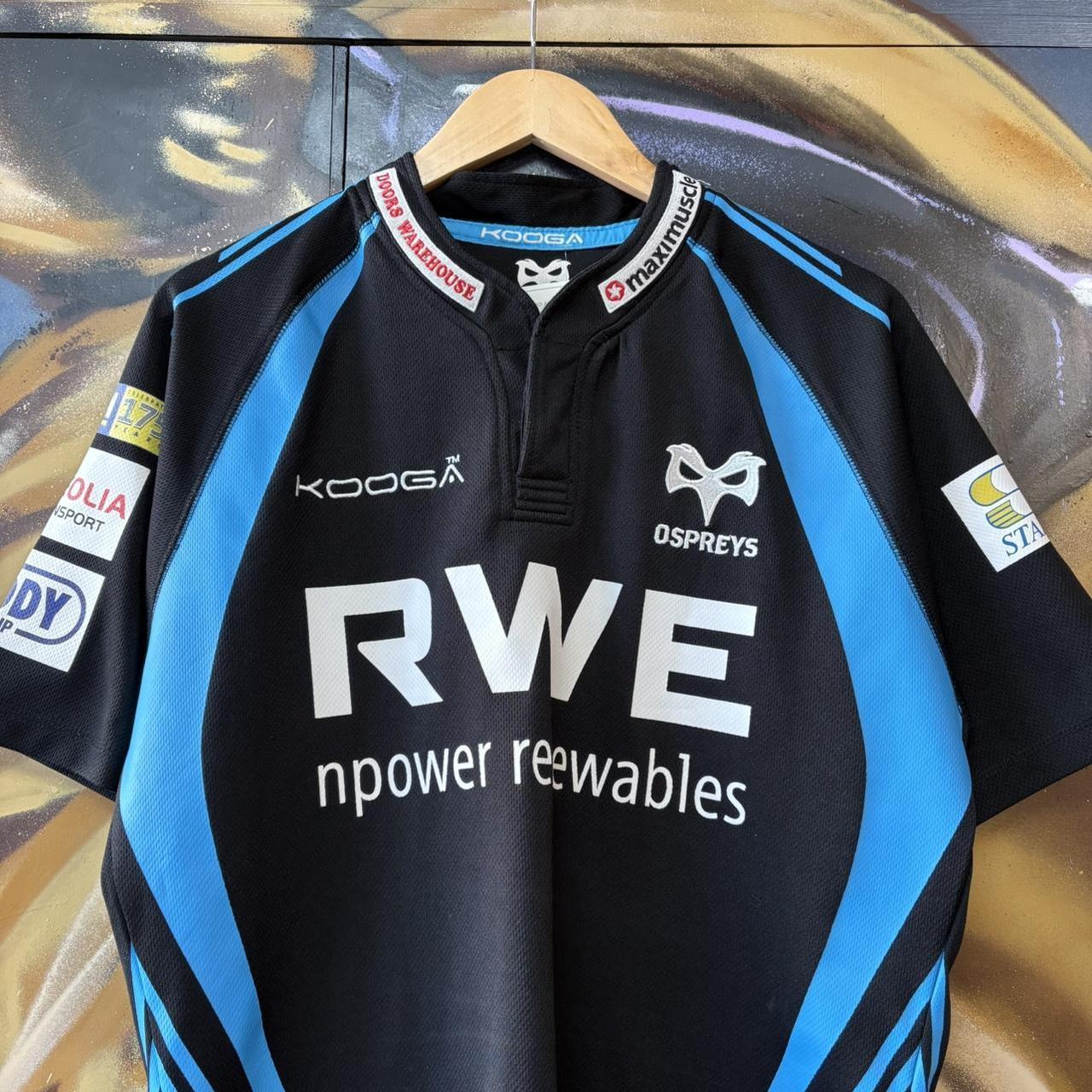 CP0404C-P - Vintage Retro Essential Collared Rugby Short Sleeve Jersey Shirt top  with embroidered logo  and printed sponsorships #sportswear #rugby #activewear #jersey #ospreys