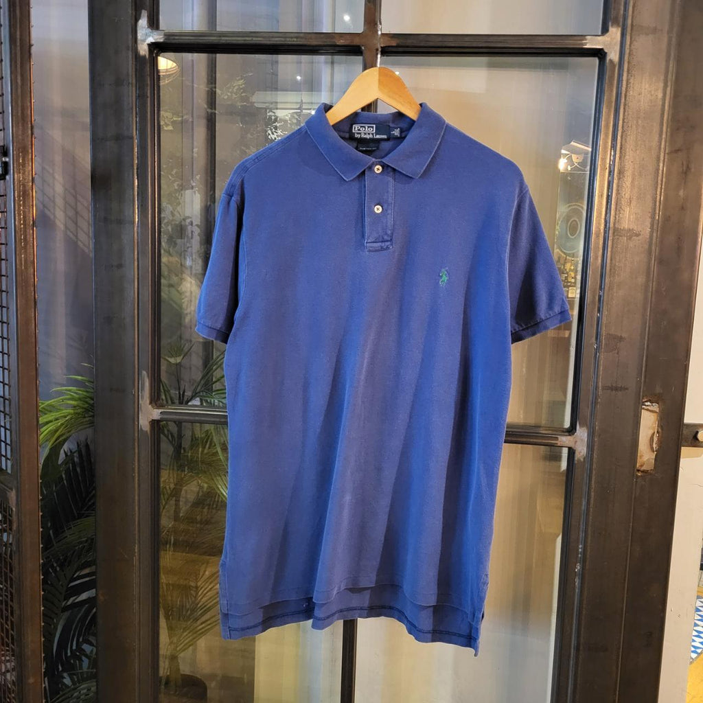 POL153 - Vintage Ralph Lauren Blue Polo Shirt Short Sleeve collared button up top #Y2K #preppy #chiefkeef #golf