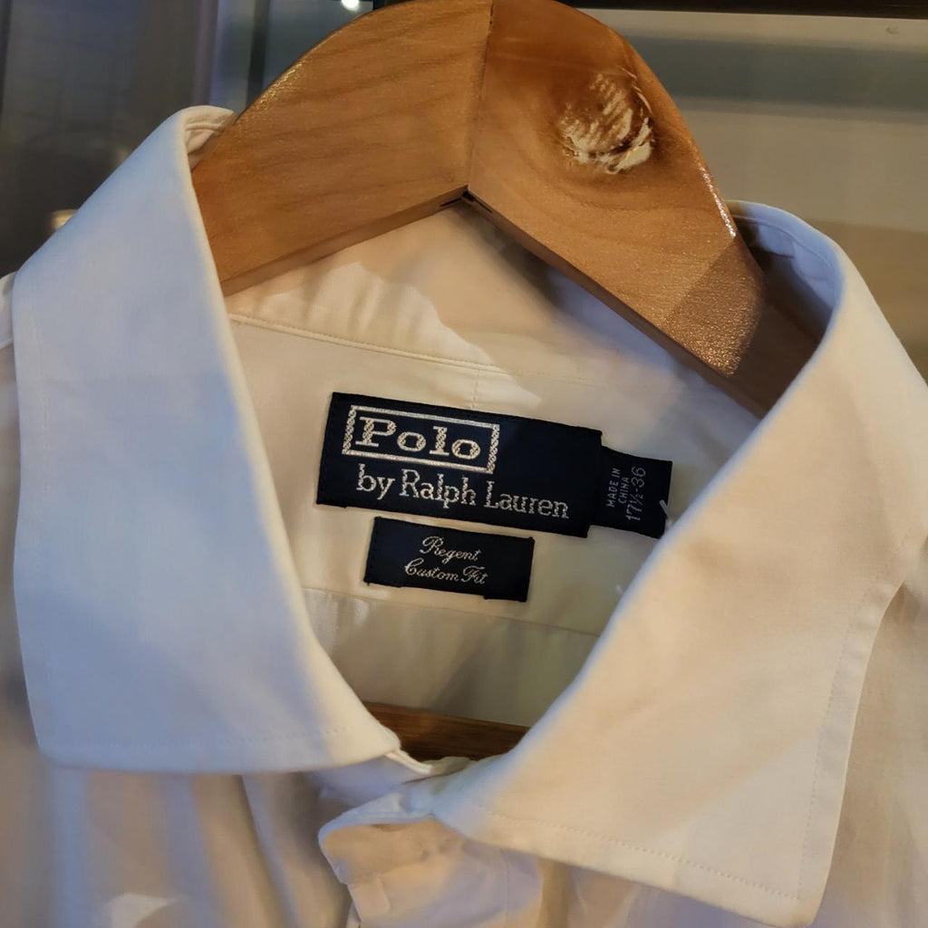 RLS081P - Vintage Ralph Lauren White Plain Shirt Short Sleeve collared button up top #Y2K #preppy #chiefkeef #golf #oldmoney