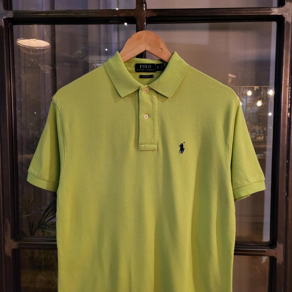 POL134 - Vintage Ralph Lauren Lime Green Polo Shirt Short Sleeve collared button up top #Y2K #preppy #chiefkeef #golf