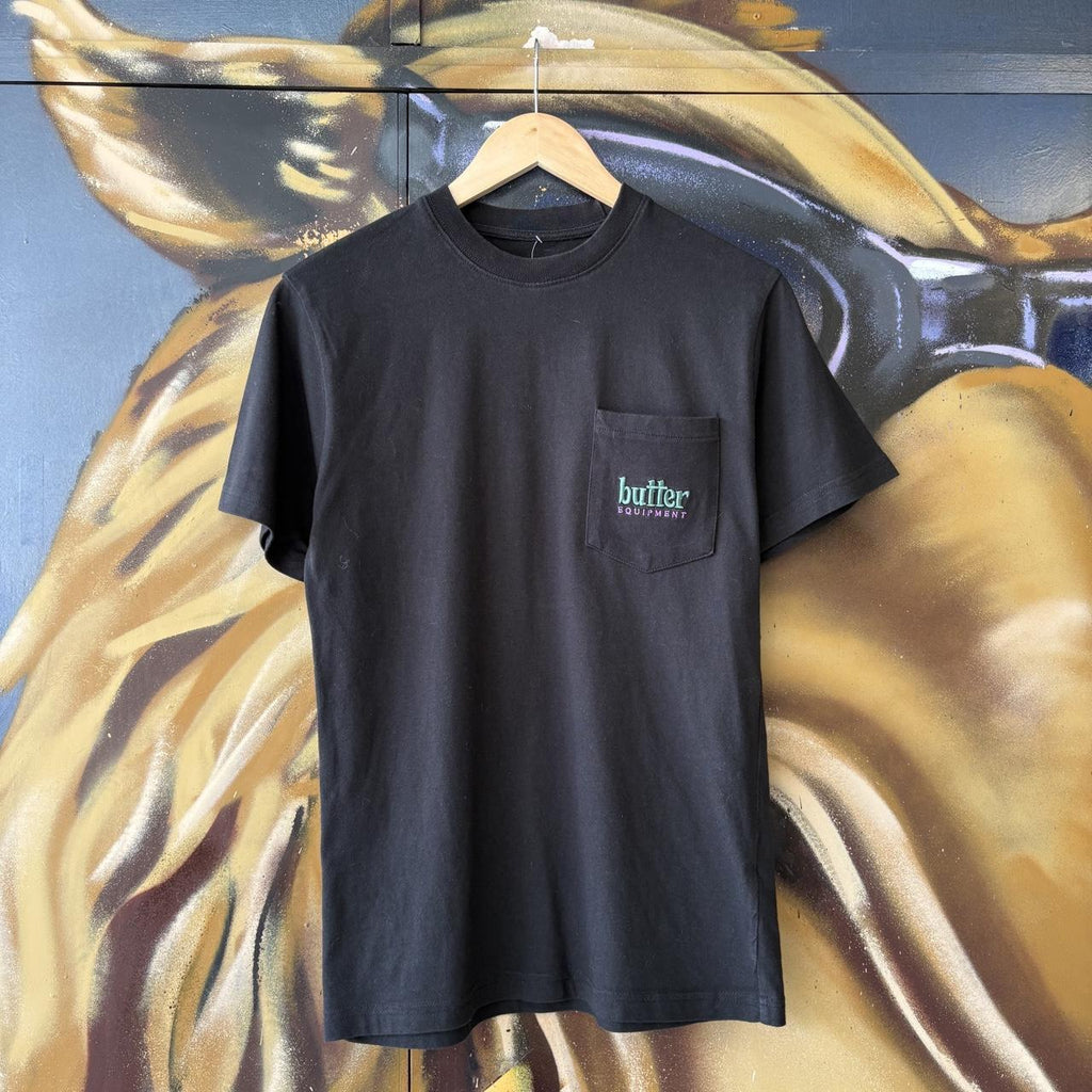 Butter Goods T shirt Mens Small Black Pocket Equipment Embroidered Skate Organic Cotton Tee Top