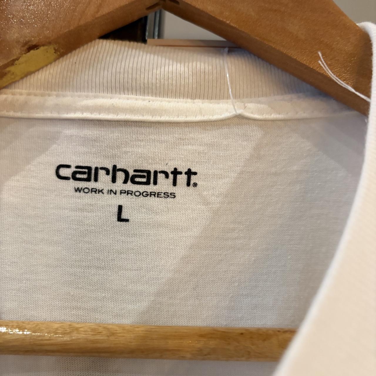 Carhartt WIP T shirt Mens Large White Press Script Logo Graphic Print Streetwear Skate Surf Tee Top 90s Y2K 00s