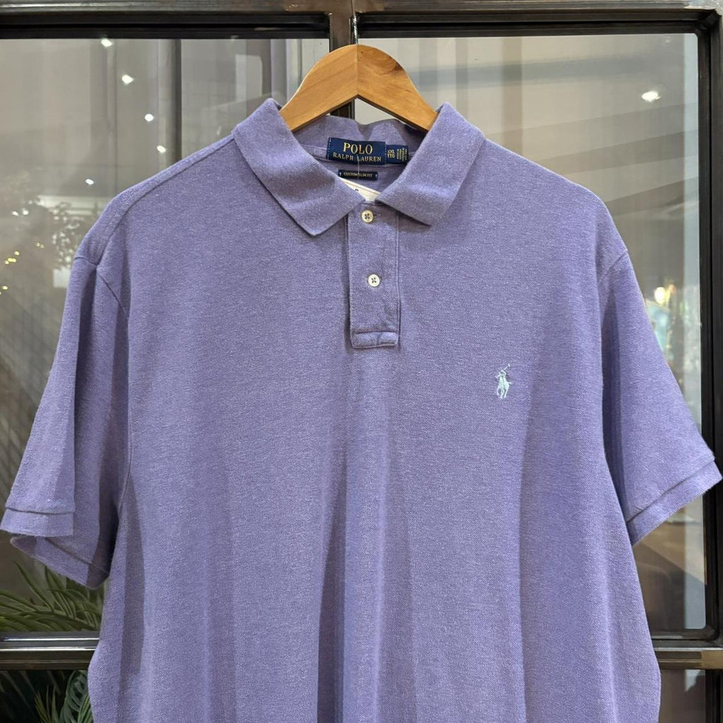 BR1912V-F - Vintage Retro Ralph Lauren Plain Lilac Polo Shirt Short Sleeve collared button up top  #Y2K #preppy #chiefkeef #oldmoney #ralphlauren