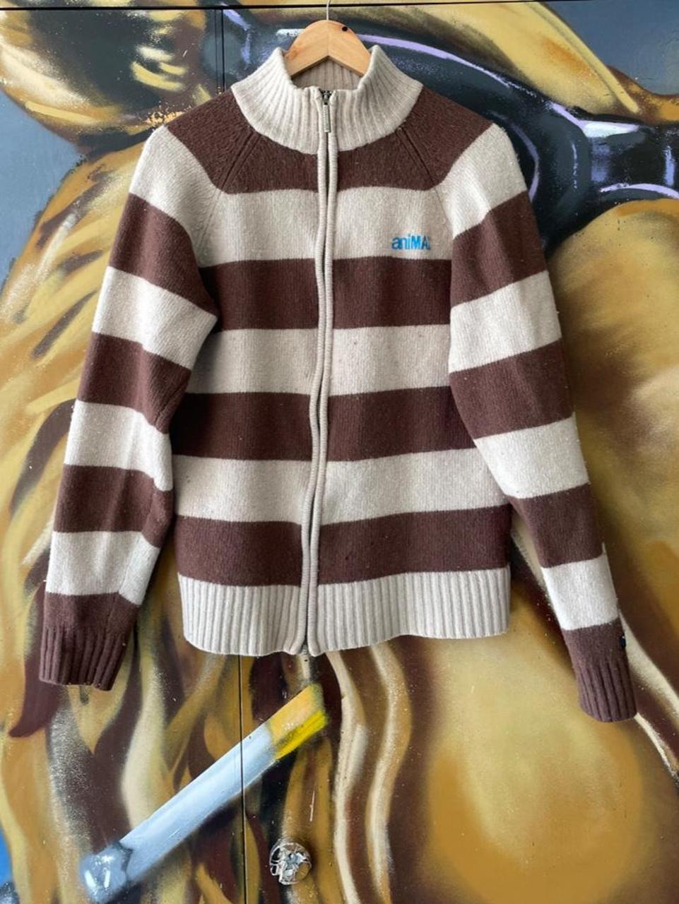 Y2K Animal Full Zip Striped Fleece