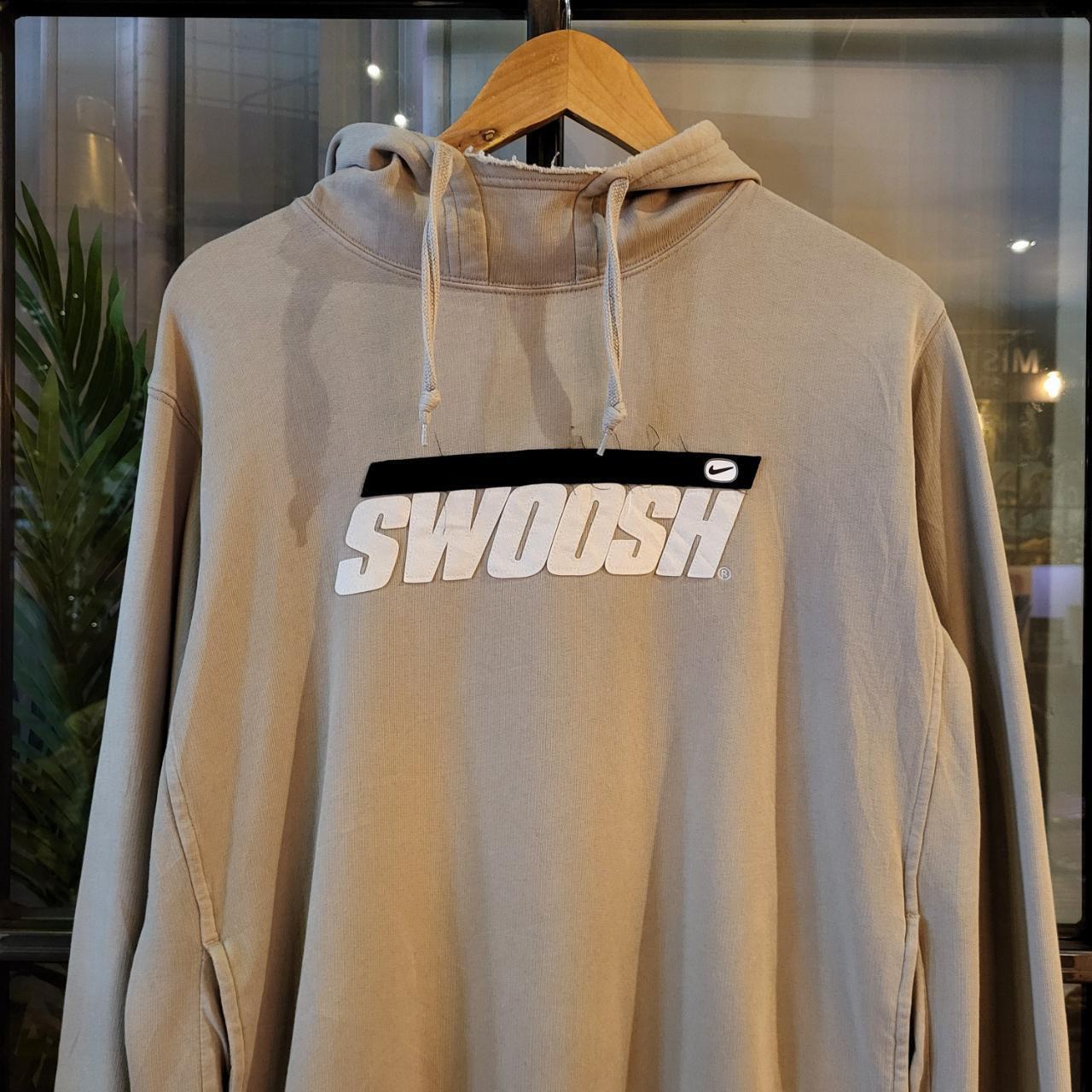 SWT066 - Vintage retro essential Nike beige Hoodie sweatshirt jumper crewneck with spellout embroidered logo