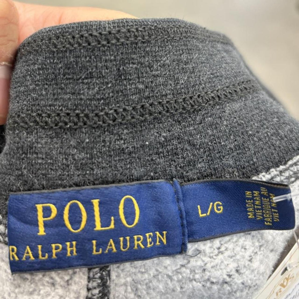 BR1912AFZ-U - Vintage retro essential Black Polo Ralph Lauren Black Jogging Bottoms pants with adjustable waist and hem #joggers #poloralphlauren