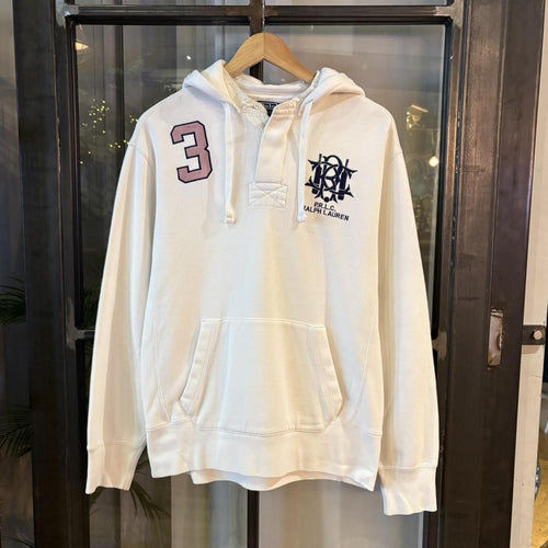 0425A54F - Vintage Retro Essential White Polo Ralph Lauren Sweatshirt Hoodie with embroidered logo #90s #sportswear #preppy #poloralphlauren #oldmoney
