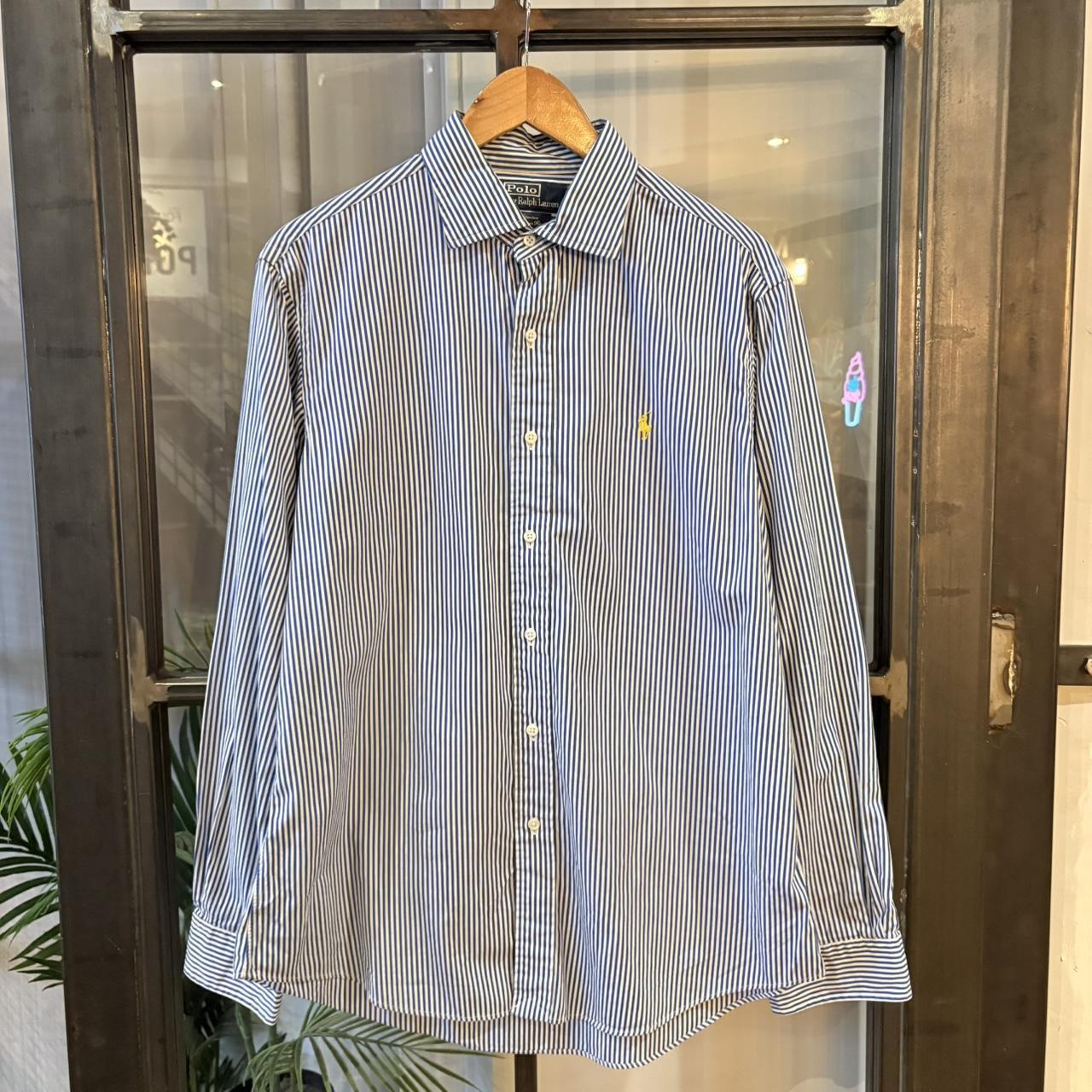 MES2811D-F - Vintage Ralph Lauren Blue Pinstripe Longsleeve collared button up polo shirt top #Y2K #preppy #chiefkeef #smartcasual #oldmoney