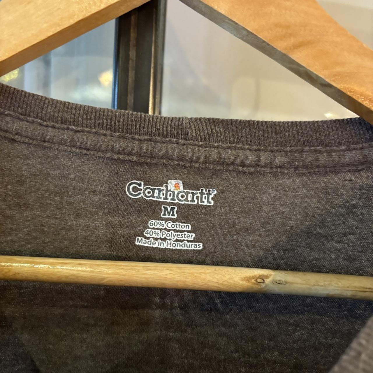 TEE458F - Vintage Retro Essential Dark Grey Brown Carhartt Longsleeve Graphic Print Top Tee T-shirt #y2k #graphic #skater #longsleeve #carhartt