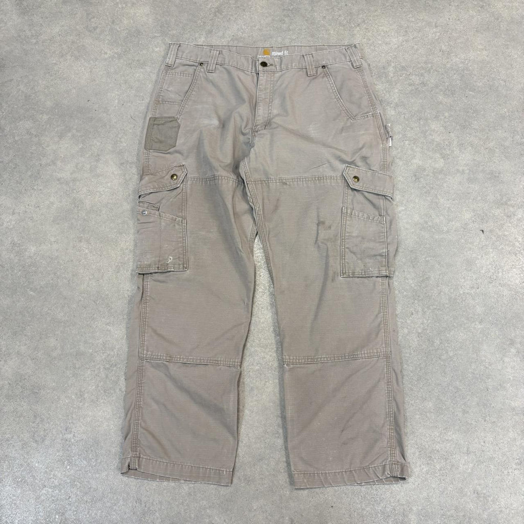 BR2701GO-U - Vintage retro essential  Stone Grey Carhartt ripstop cargo carpenter Trousers pants casual workwear #skater #utility #workwear #carpenter #carhartt