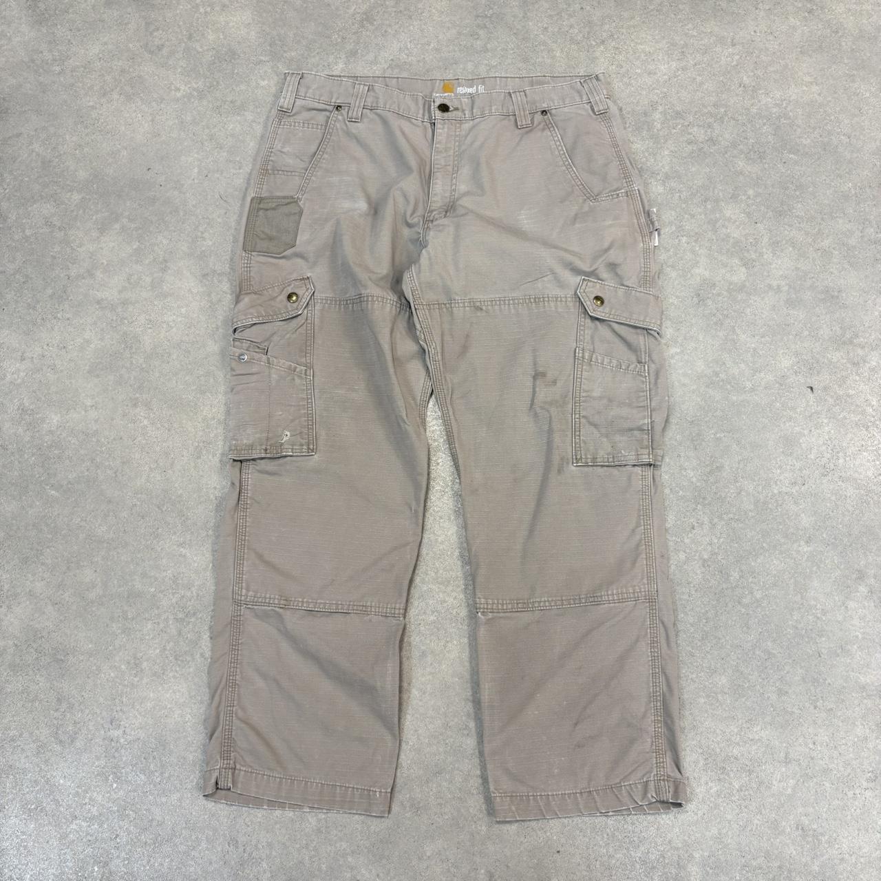 BR2701GO-U - Vintage retro essential  Stone Grey Carhartt ripstop cargo carpenter Trousers pants casual workwear #skater #utility #workwear #carpenter #carhartt
