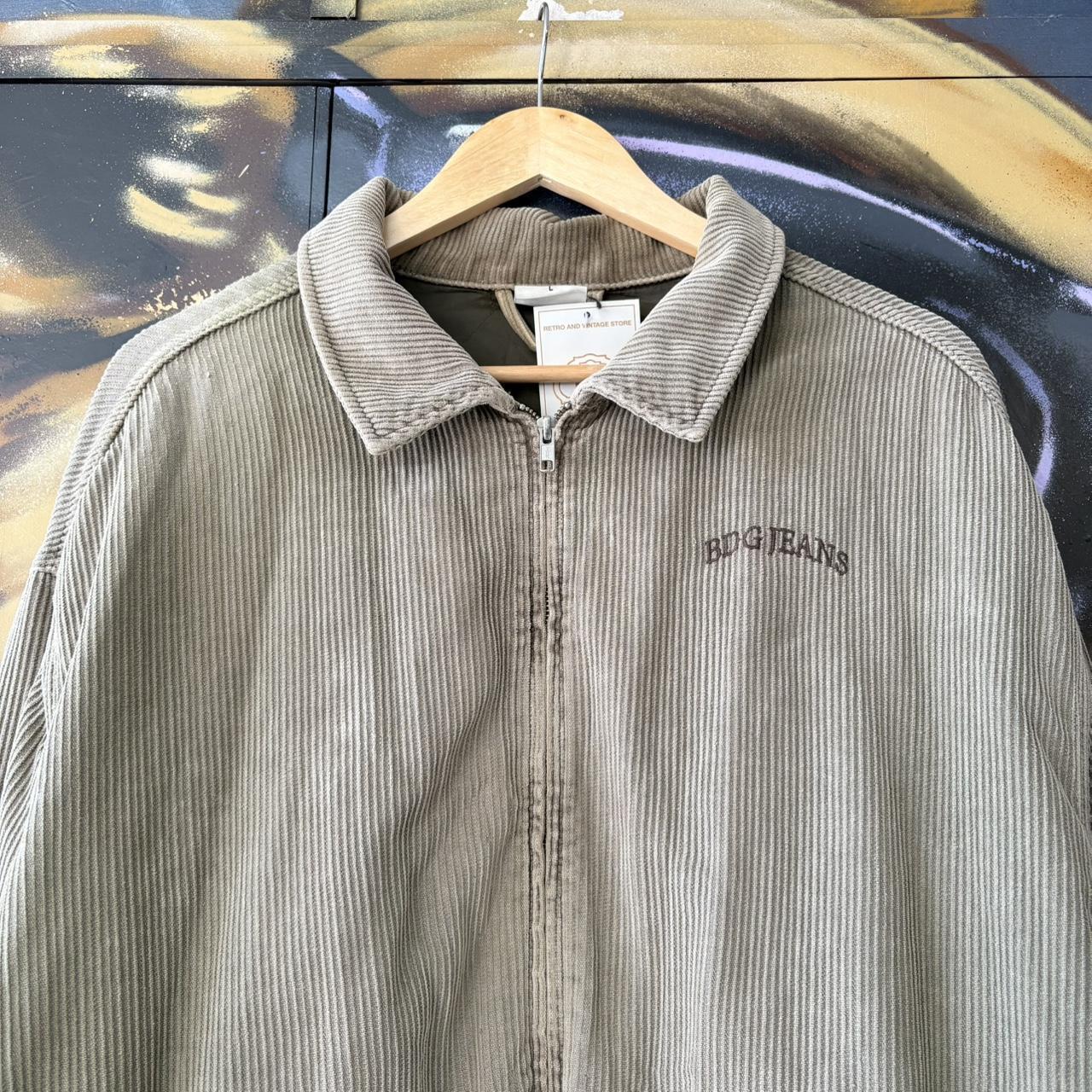 Vintage BDG Urban Outfitters Corduroy Jacket Mens Large Beige Harrington Zip Coat Jumbo Cord 90s Y2K