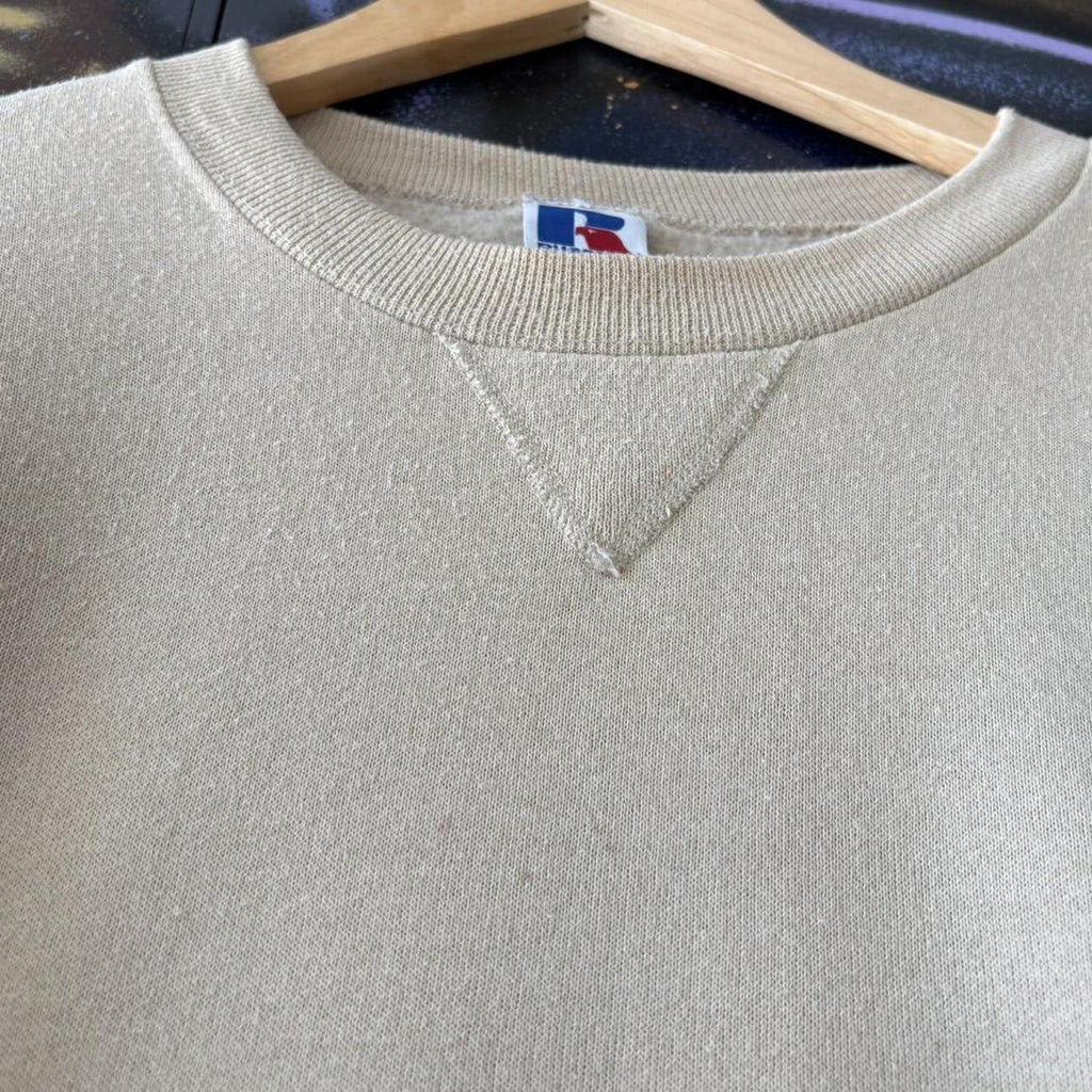 Vintage Russell Athletic Sweatshirt Mens XL Beige Blank Essential Skate Jumper Top USA 90s Y2K 2000s