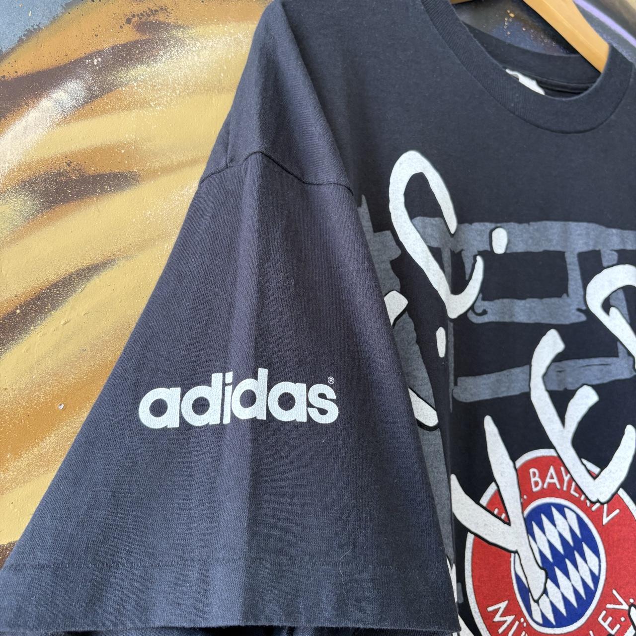 Vintage Adidas FC Bayern Munich T shirt Mens Large Forever No.1 All Over Graphic Print Blokcore Football Tee Top 90s Y2K 00s