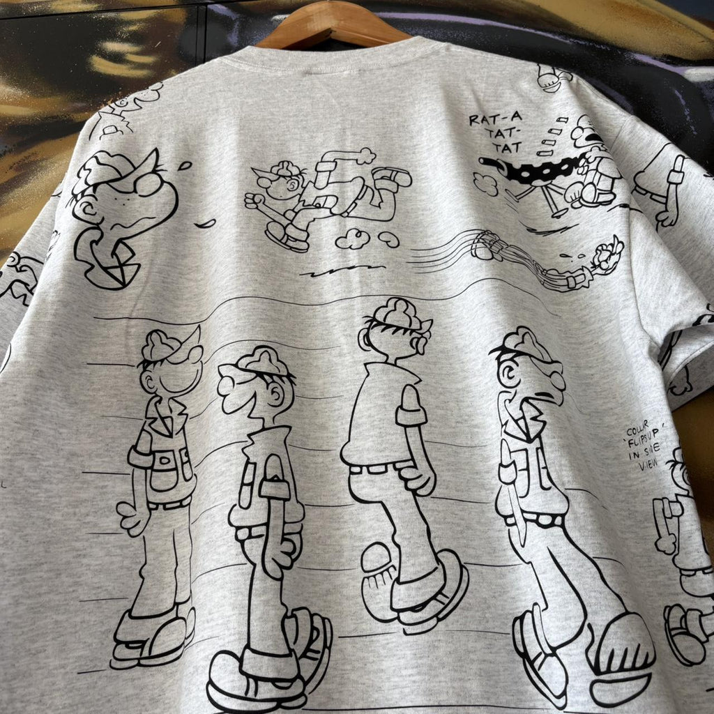 Vintage Universal Studios T Shirt Mens Large Grey AOP Graphic Cartoon Beatle Bailey Tee Top 90s USA