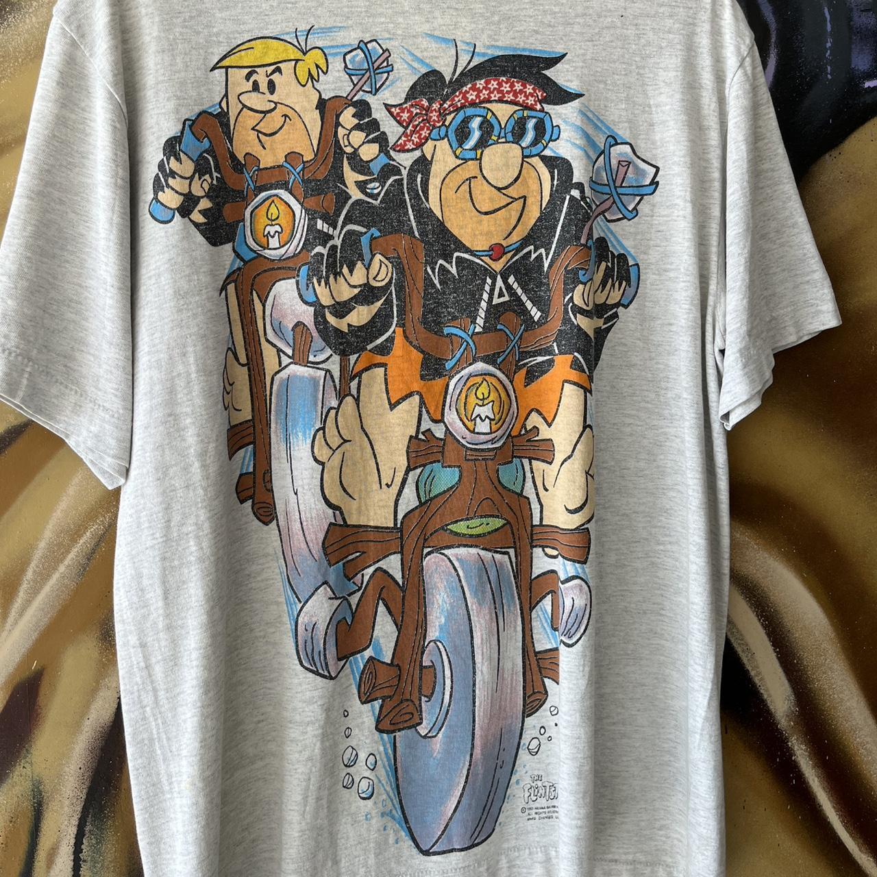 1990s Flintstones Biker AOP Graphic Tee breakthrough graphic cartoon film tv