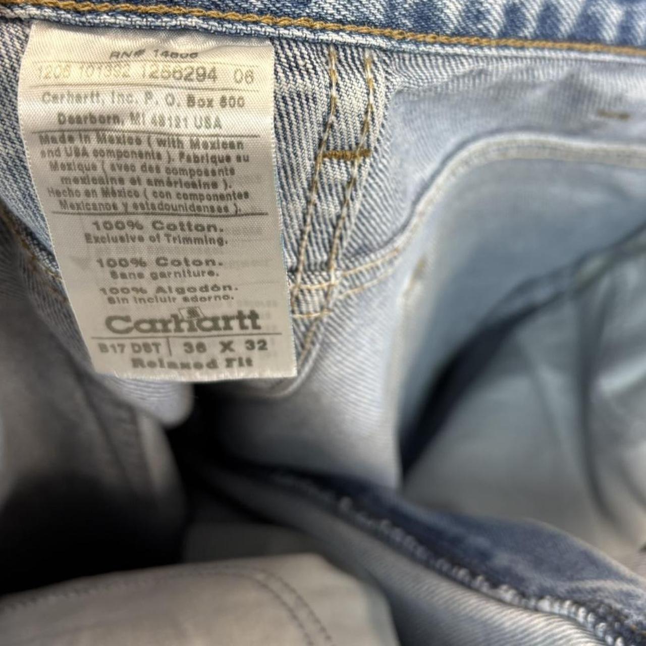 Vintage Light Blue Wash Carhartt Jeans Mens 36” Relaxed Denim Trousers Skate Western Vintage Y2K 90s