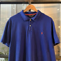 POL583F - Vintage Retro Ralph Lauren Blue Polo Shirt Short Sleeve collared button up top  #Y2K #preppy #chiefkeef #oldmoney #ralphlauren